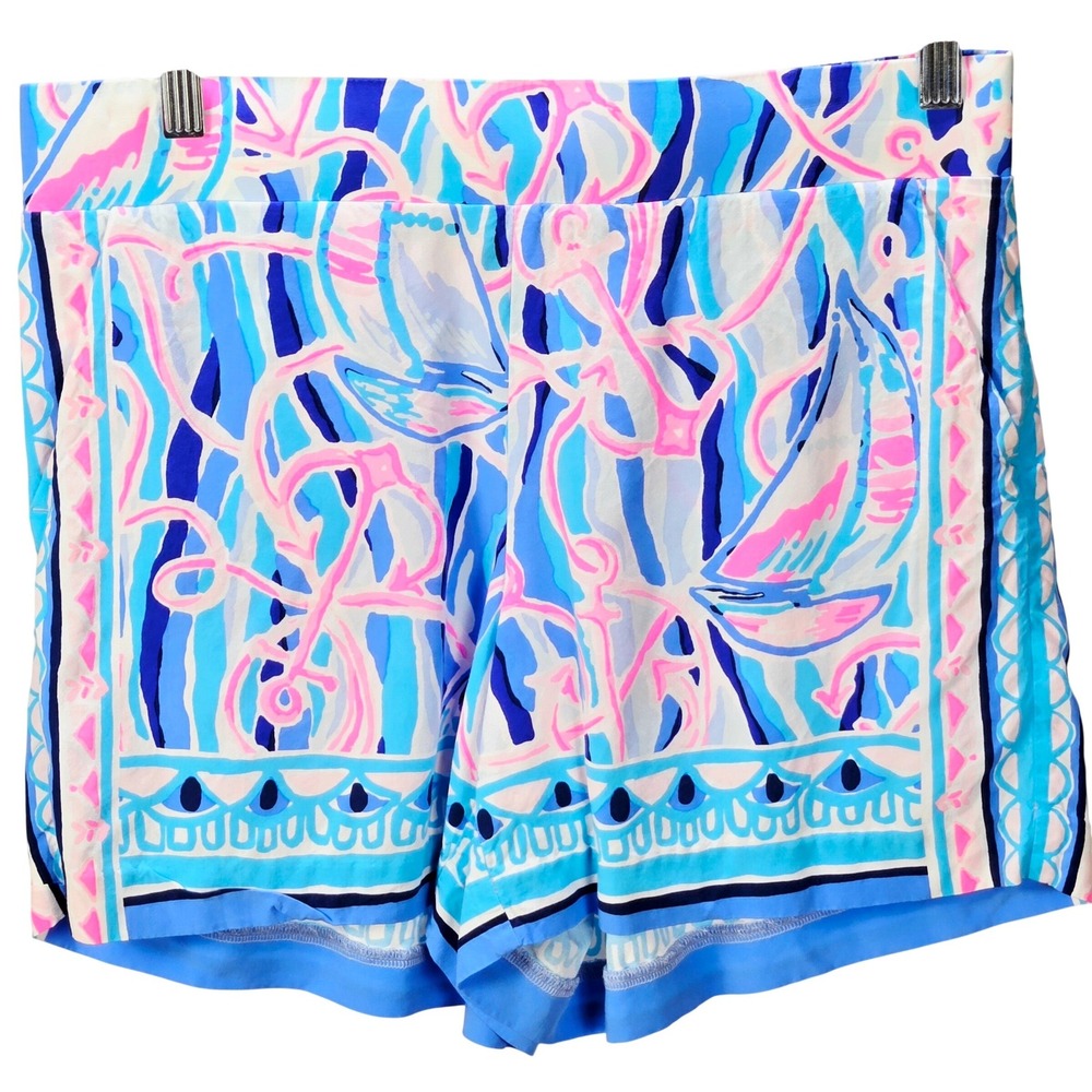 Women's Lilly Pulitzer‎ Size Small Neilah Skim Blue Reel Nauti Shorts Coastal